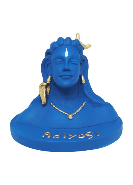 VOILA Polyvinyl Chloride Lord Adiyogi Shiva Statue Mahadev Murti for Car Dashboard Decorative Showpiece Blue